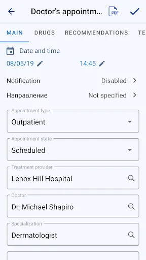 Capturas de pantalla de Medical records