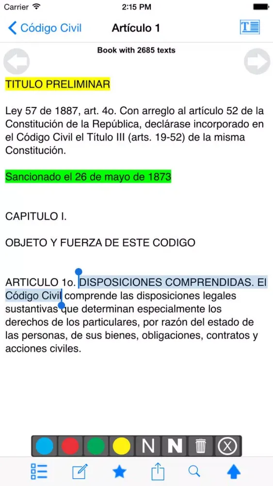 Capturas de tela do Legislación Colombiana