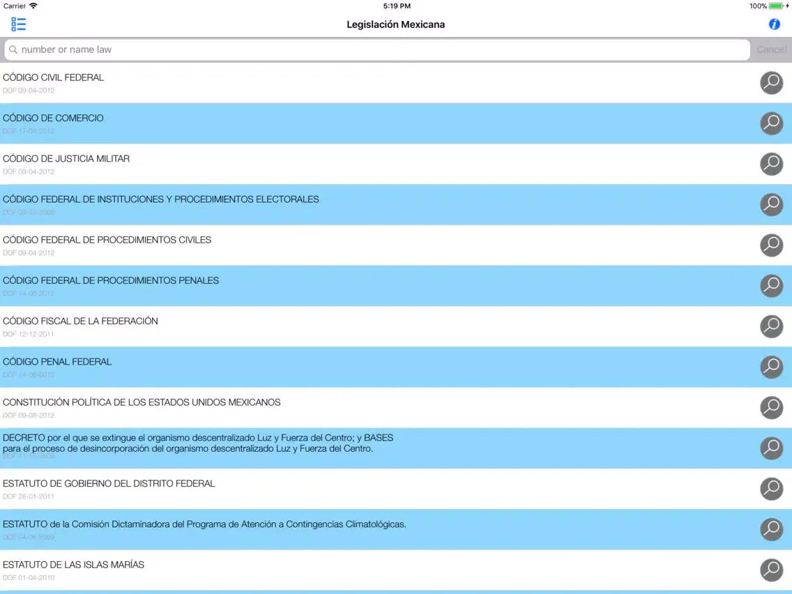 Legislación Mexicana iPad  স্ক্রিনশট