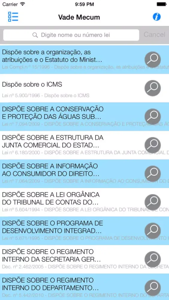 Tangkapan skrin Vade Mecum Mato Grosso