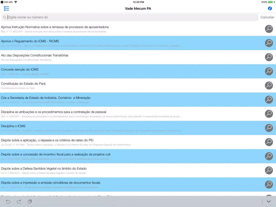 Capturas de pantalla de Vade Mecum Pará iPad 