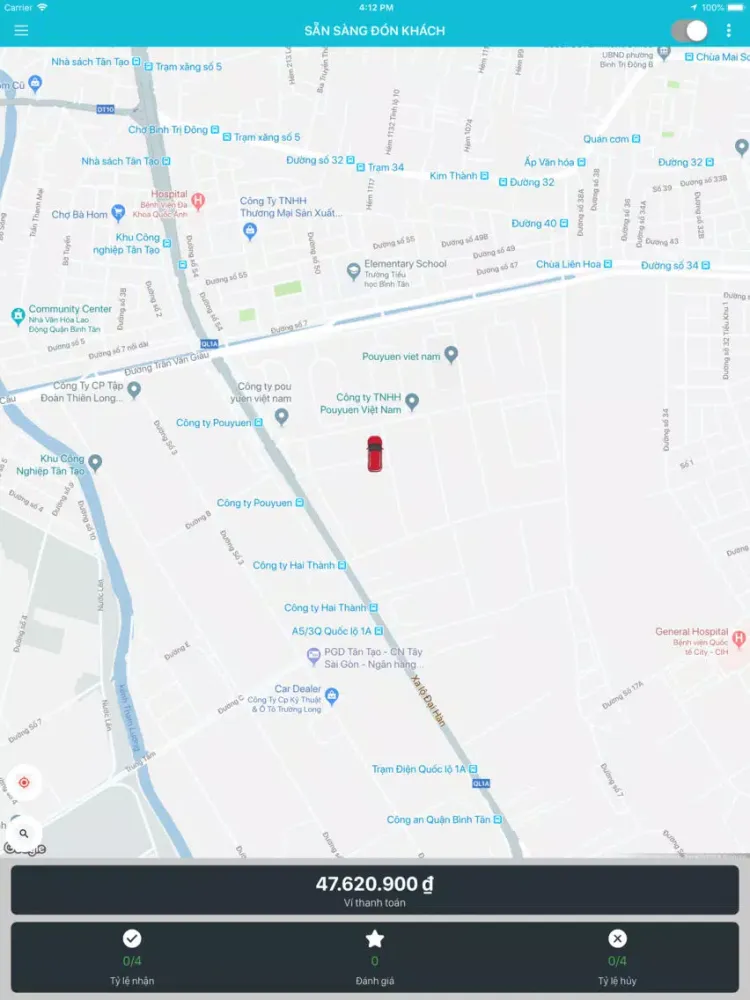 Tangkapan layar DALAT TAXI Driver iPad 