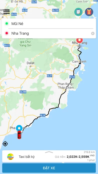 Tangkapan skrin Taxi Mũi Né