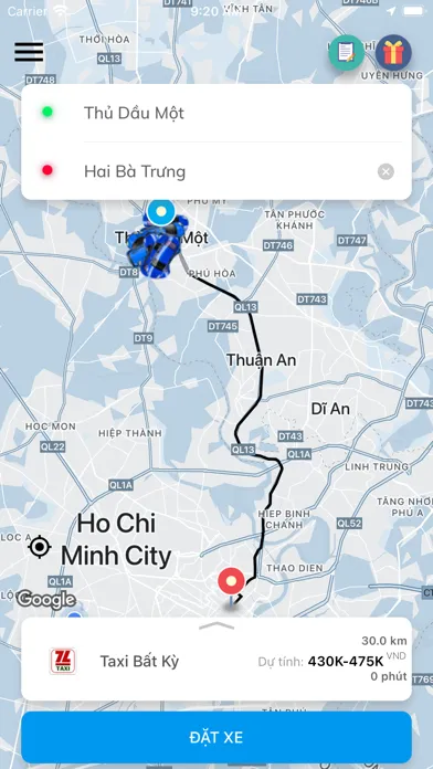 Ảnh chụp màn hình của Taxi Thắng Lợi