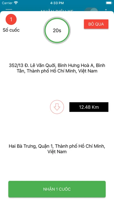 Ảnh chụp màn hình của Taxi Thanh Hà Driver