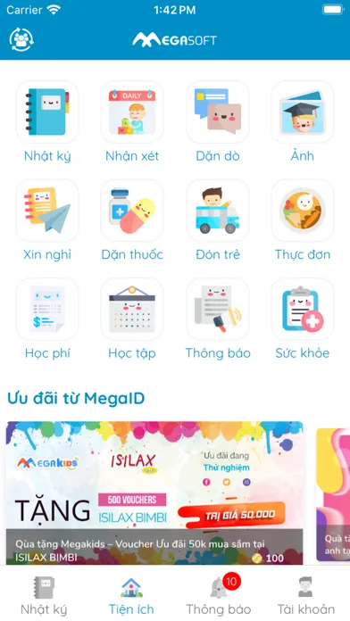 Tangkapan layar Megakids Phụ Huynh