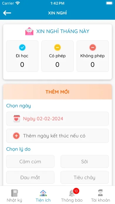 Tangkapan layar Megakids Phụ Huynh