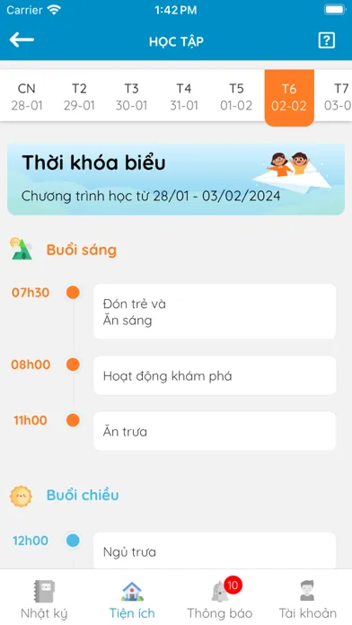 Tangkapan layar Megakids Phụ Huynh