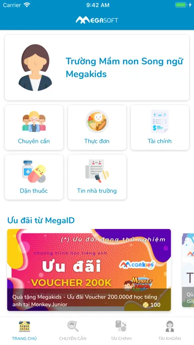 Screenshot di Megakids Quản Lý