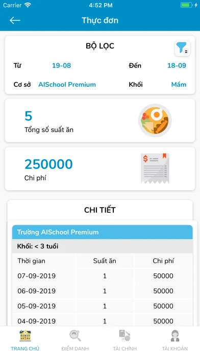 Screenshot di Megakids Quản Lý