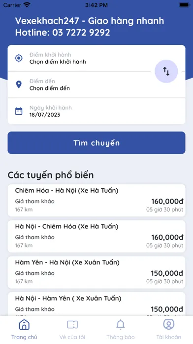 Tangkapan layar Vexekhach247-Giao hàng nhanh