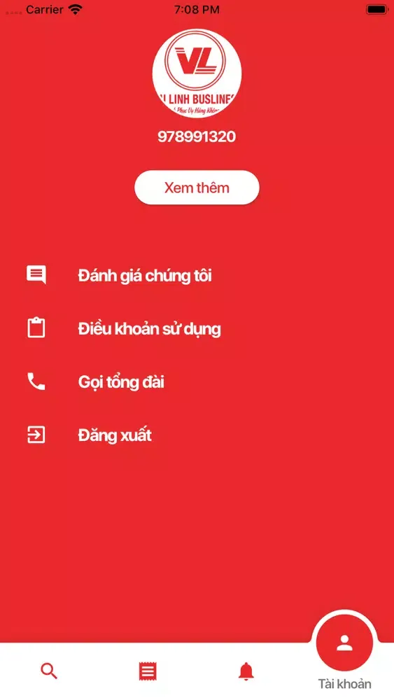 Tangkapan skrin Limousine VŨ LINH