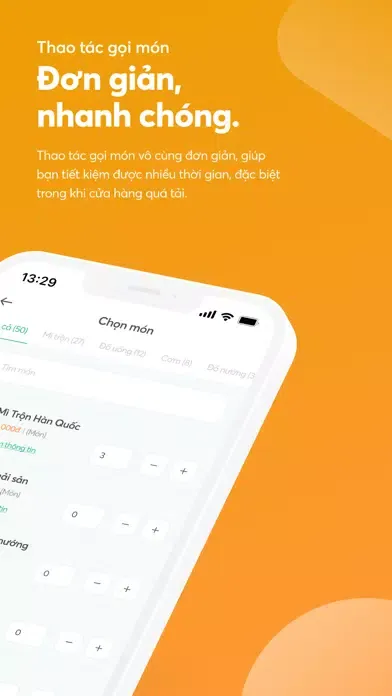 Tangkapan skrin mSeller FnB - Bán hàng