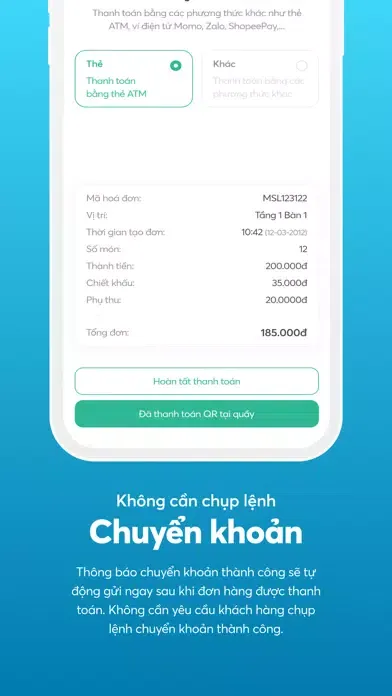 Tangkapan skrin mSeller FnB - Bán hàng