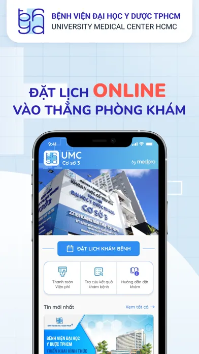 Capturas de tela do UMC3 - Đặt lịch khám bệnh
