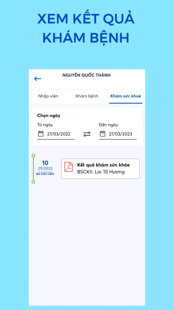 Ảnh chụp màn hình của UMC Care