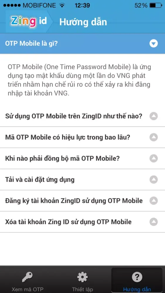 Zing OTP স্ক্রিনশট