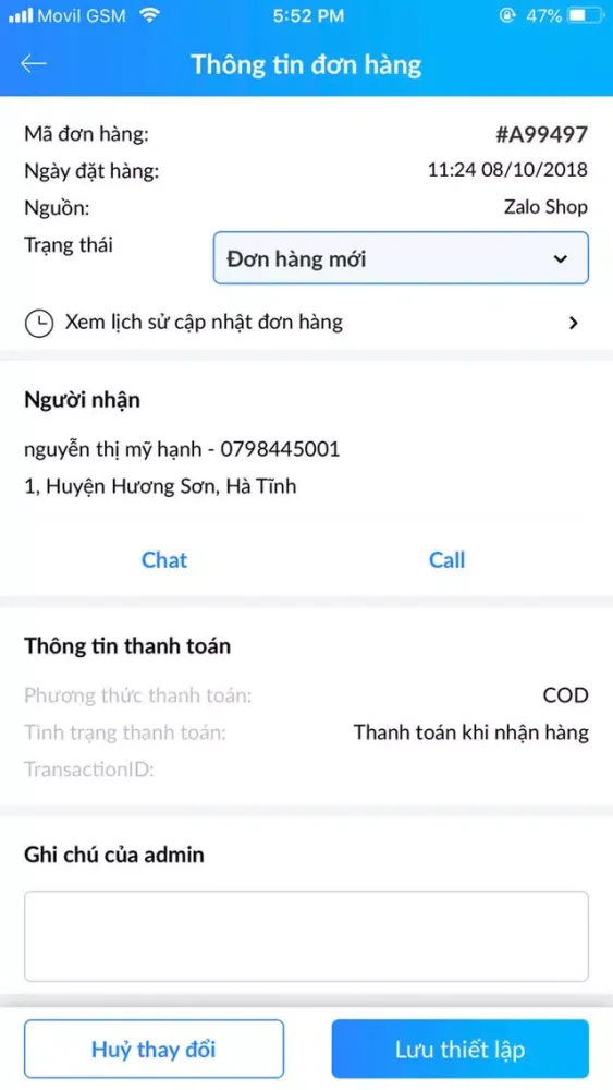 Скриншоты Zalo OA Admin