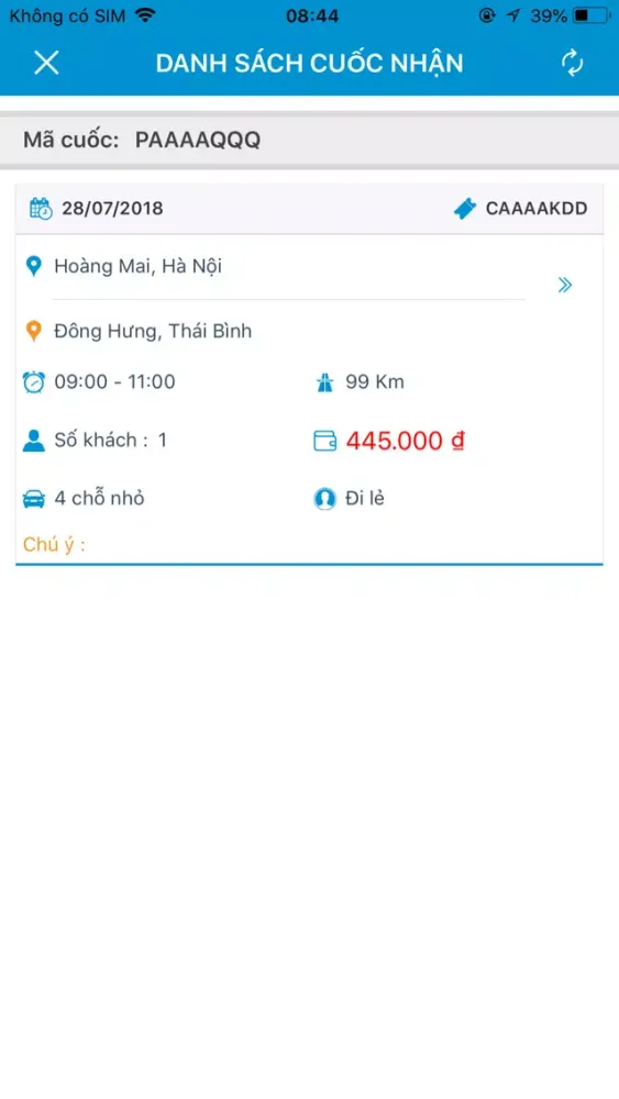 Tangkapan layar XeChieuVe LaiXe