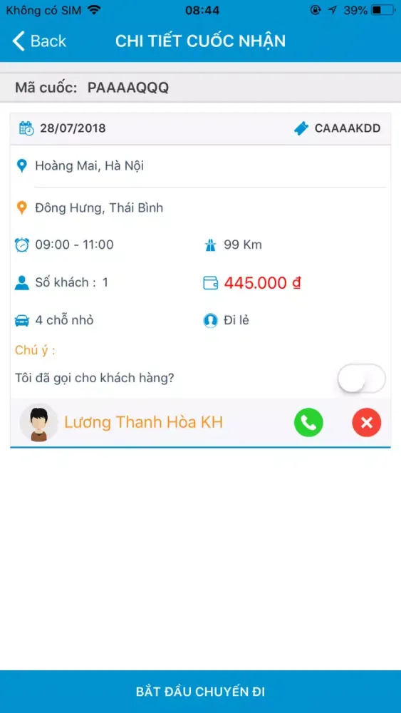 Tangkapan layar XeChieuVe LaiXe