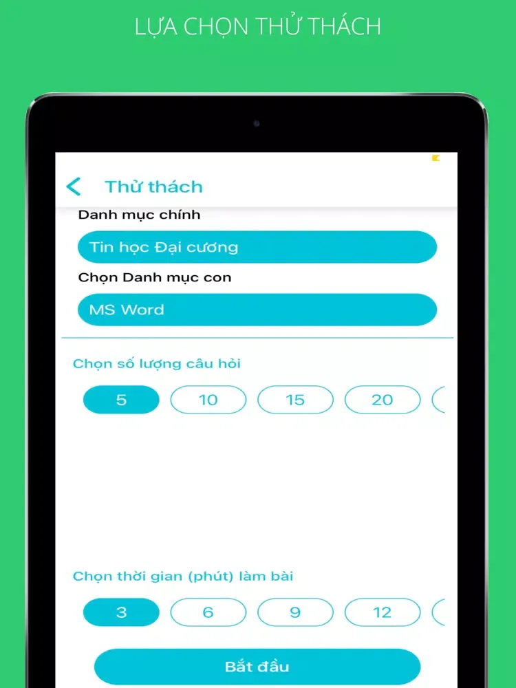 Tangkapan skrin Ôn tập Thi Trắc nghiệm iPad 