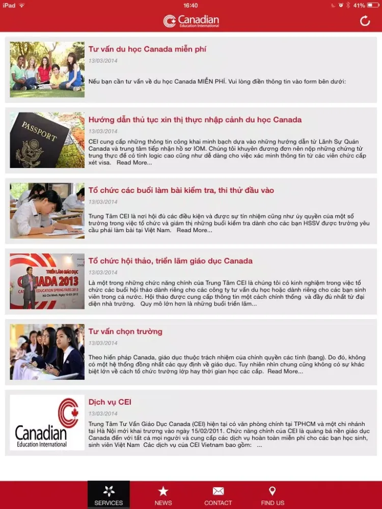Capturas de tela do CEI Vietnam - Study in Canada (Du hoc Canada) iPad 