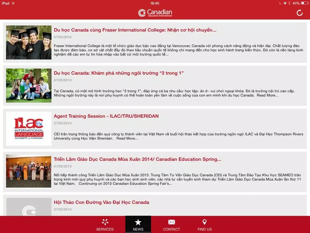 Capturas de tela do CEI Vietnam - Study in Canada (Du hoc Canada) iPad 