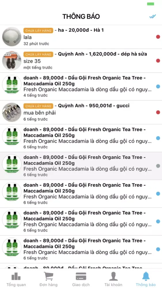 Ảnh chụp màn hình của HL Order