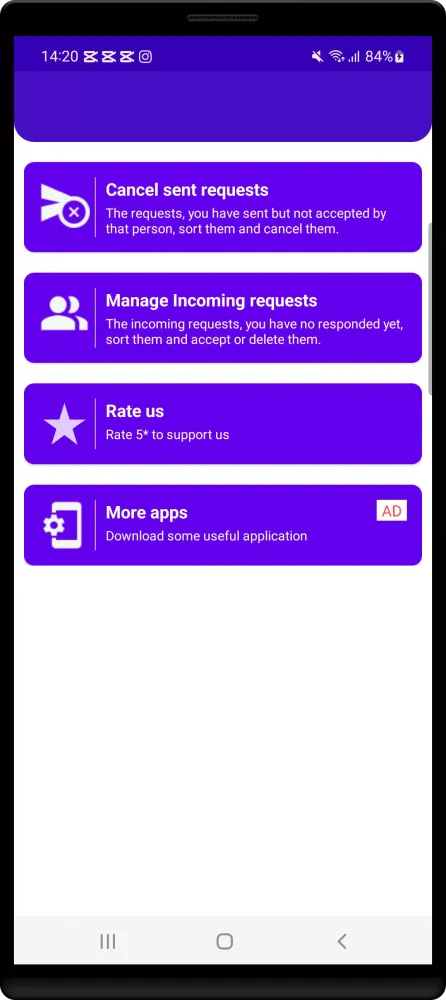 Capturas de tela do Friend Request Manager