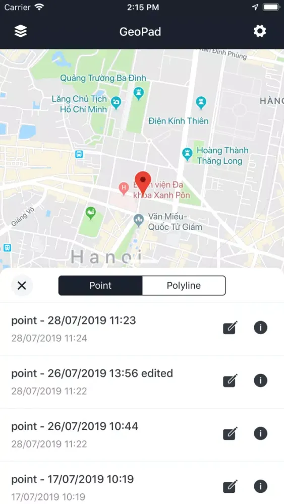 Tangkapan skrin GeoPad cho Địa chính, Đất đai