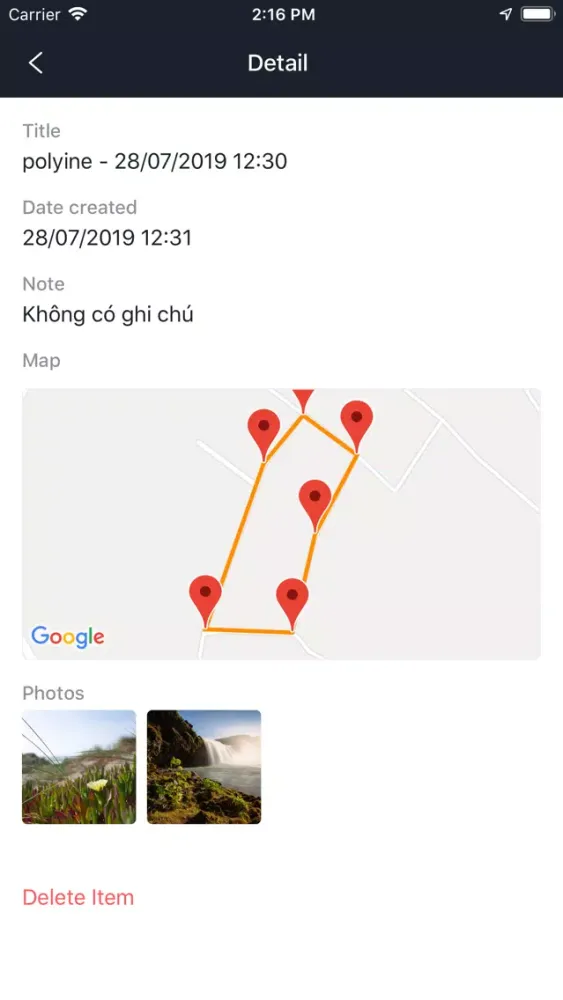 Tangkapan skrin GeoPad cho Địa chính, Đất đai
