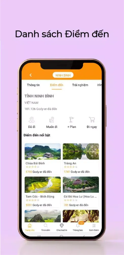 Capturas de tela do Gody - App du lịch cho người V