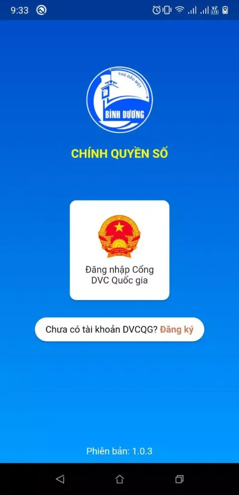Ảnh chụp màn hình của Chính quyền số Bình Dương
