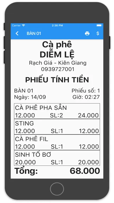 Tính tiền TV Ekran Görüntüleri