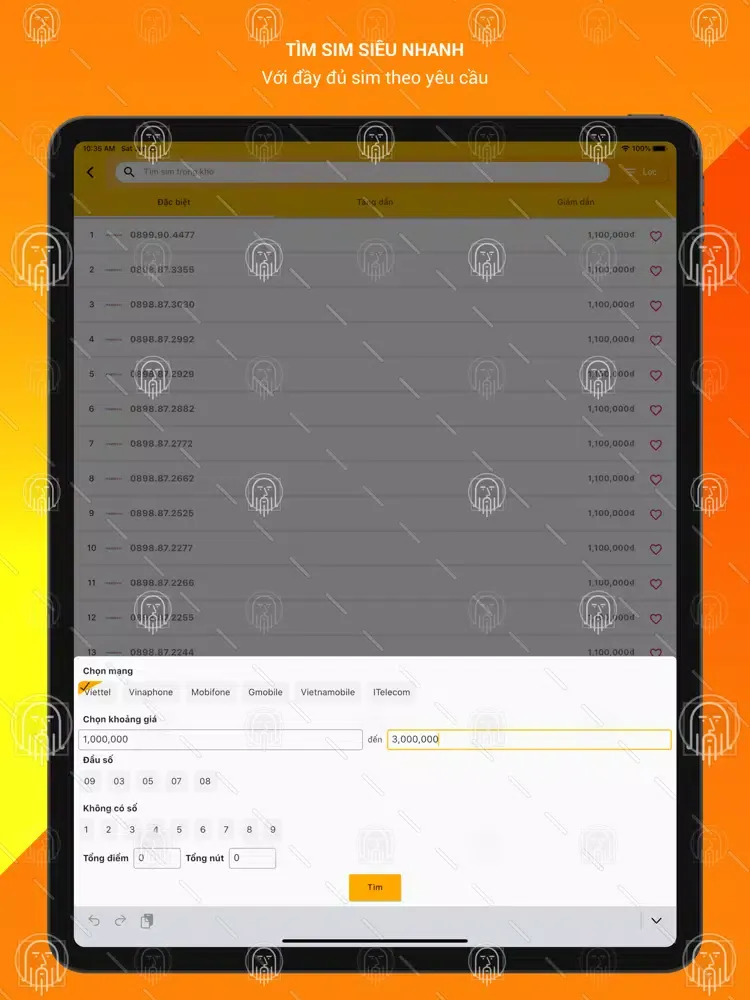 Ảnh chụp màn hình của KhoSim App iPad 