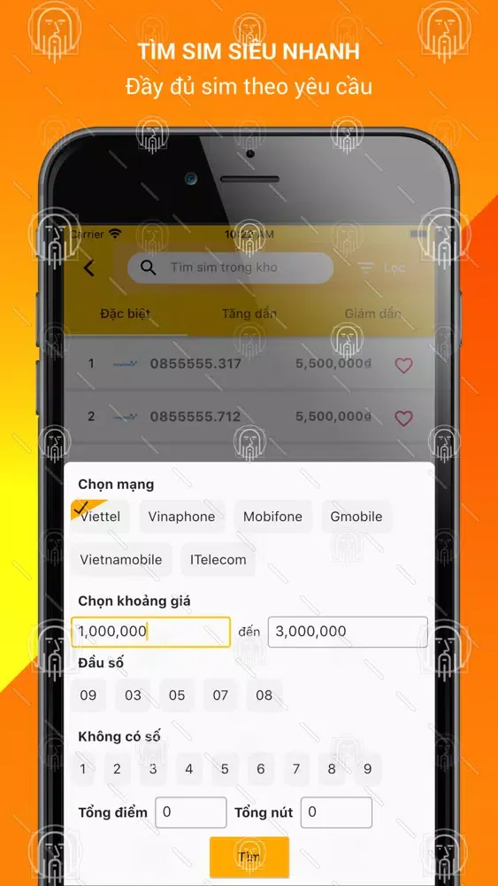 Ảnh chụp màn hình của KhoSim App