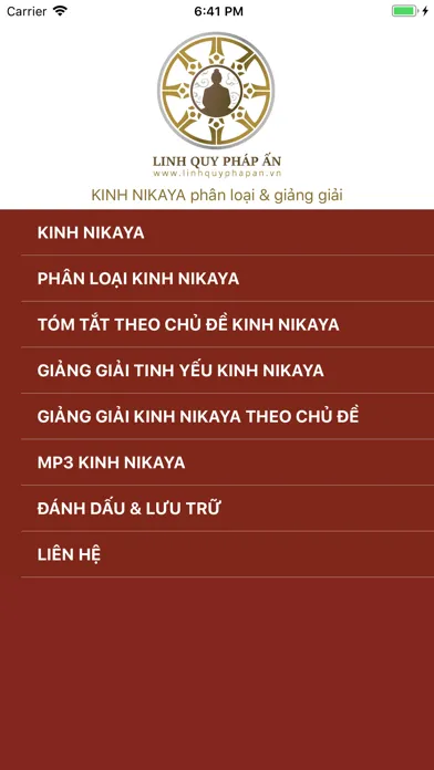 Tangkapan skrin Kinh NIKAYA Phân Loại