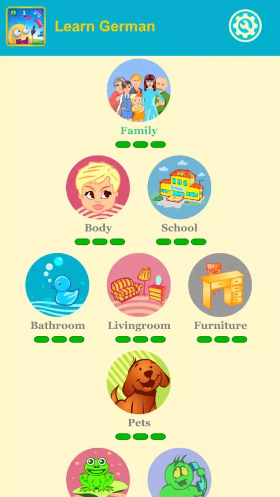 Tangkapan skrin German Vocabulary: funny puzzle games