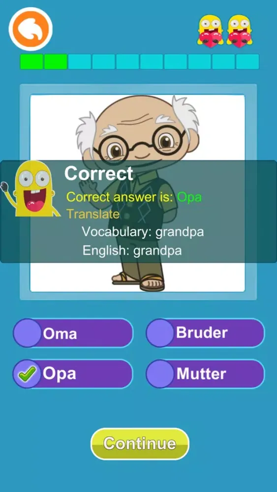 Tangkapan skrin German Vocabulary: funny puzzle games