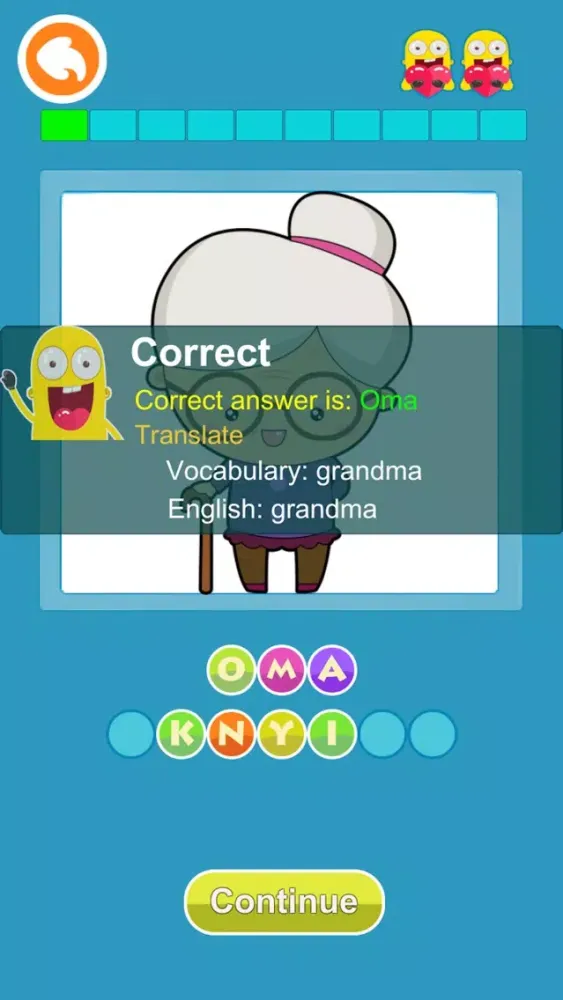Tangkapan skrin German Vocabulary: funny puzzle games