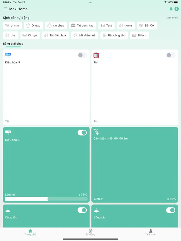 Tangkapan layar MakiHome+ iPad 