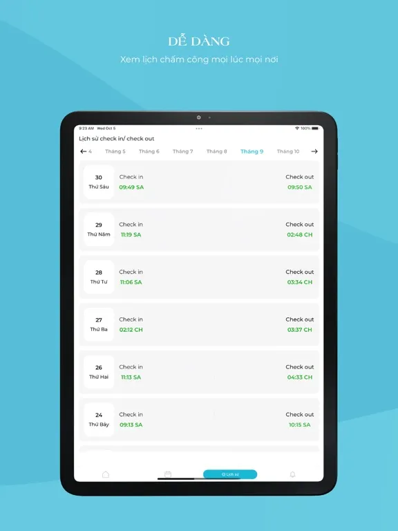 Ảnh chụp màn hình của Chấm Công iPad 