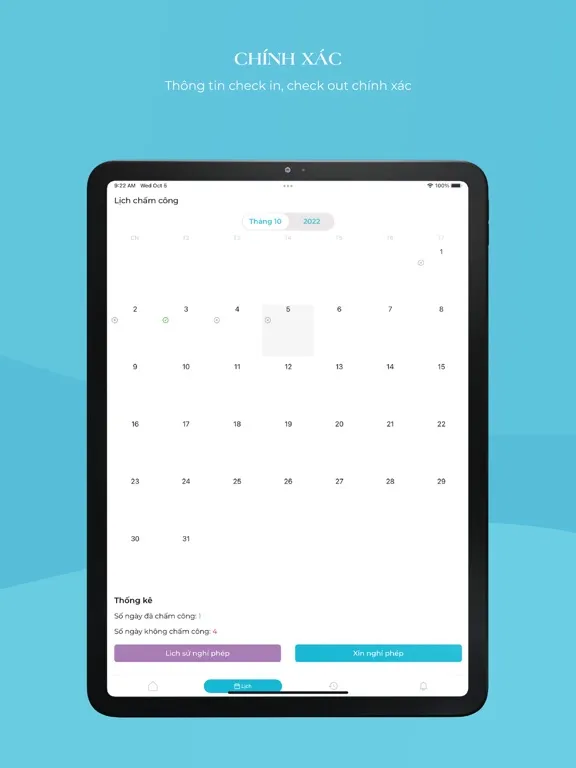 Ảnh chụp màn hình của Chấm Công iPad 
