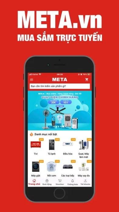Capturas de tela do META.vn Mua sắm trực tuyến