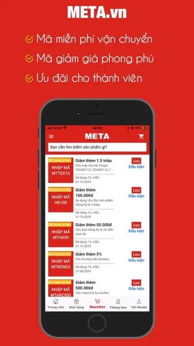 Capturas de tela do META.vn Mua sắm trực tuyến