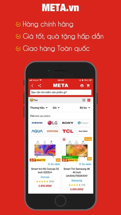 Capturas de tela do META.vn Mua sắm trực tuyến