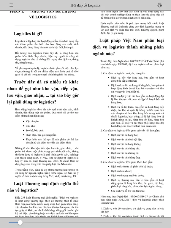 Hỏi Đáp Logistic ebook iPad  Screenshots