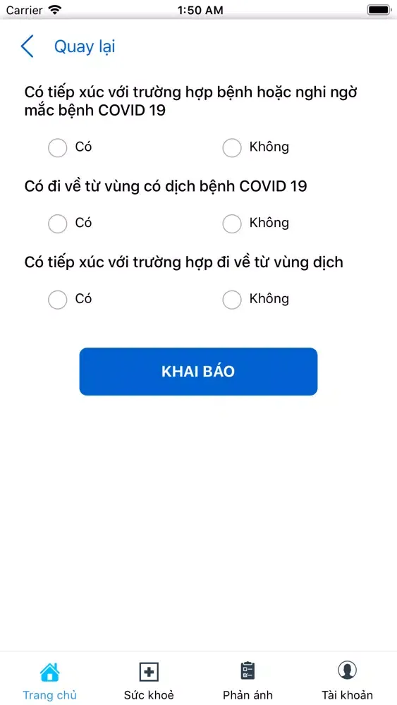 ภาพหน้าจอของ nCovi MobiFone