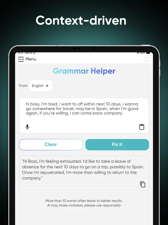 Capturas de pantalla de AI helper: Rewriter assistant iPad 