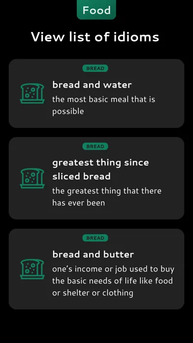 ภาพหน้าจอของ English Food Idioms